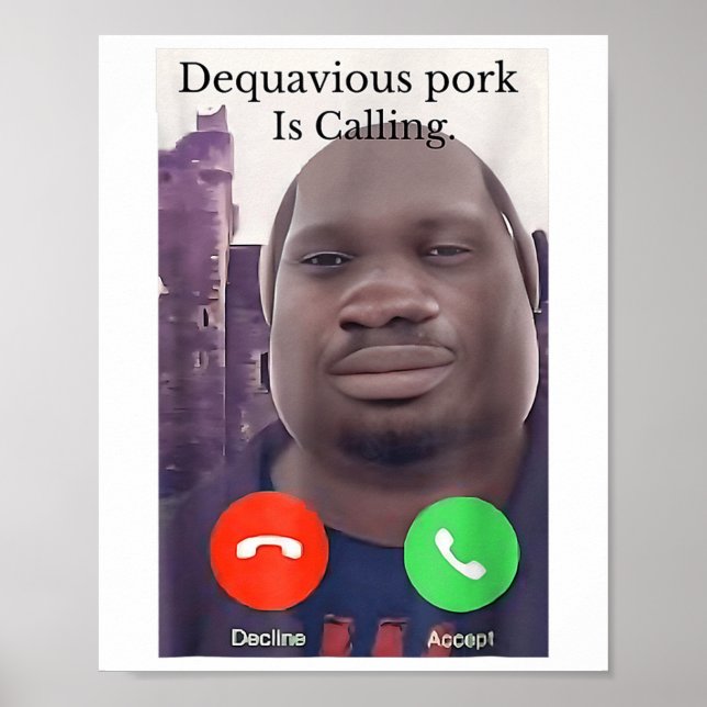 Affiche Daquavious Pork Appelle John Pork Meme Joke Odd (Devant)