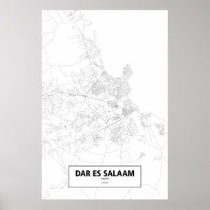 Affiche Dar es Salaam, Tanzanie (noir sur blanc)