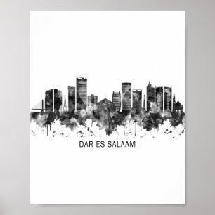 Affiche Dar es Salaam Tanzanie Skyline BW
