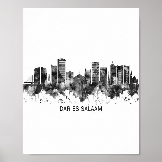 Affiche Dar es Salaam Tanzanie Skyline BW (Devant)