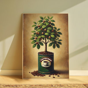 Affiche d'arbre de grains de café Art mural pour