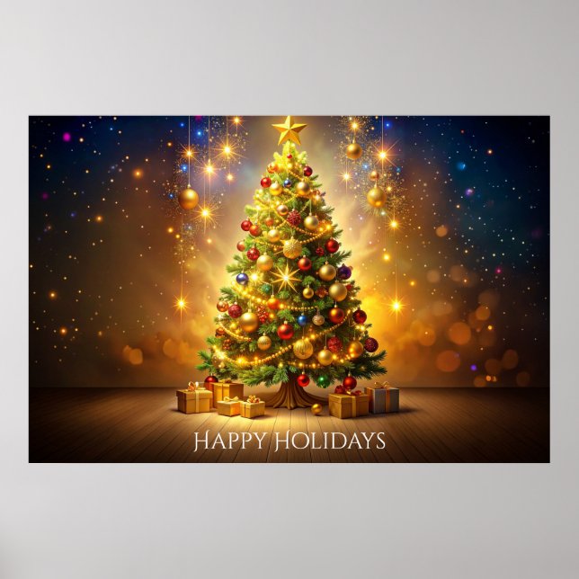 Affiche d'arbre de Noël décoré (Devant)