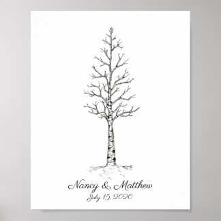 Affiche d'arbre d'empreintes digitales de mariage