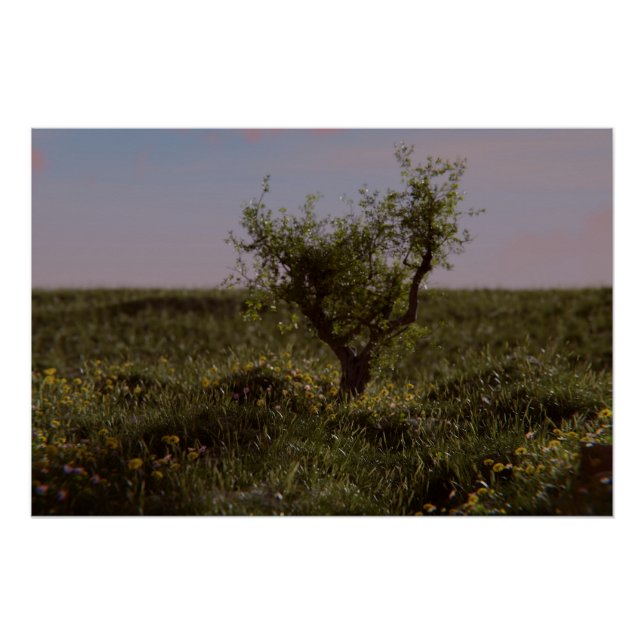 Affiche d'arbre solitaire (Devant)