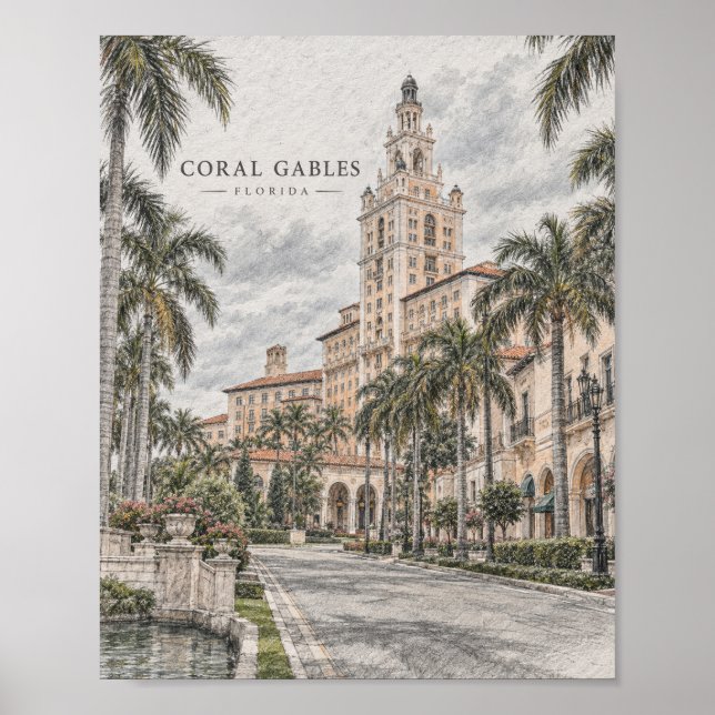 Affiche d'architecture de Coral Gables Floride #09 (Devant)