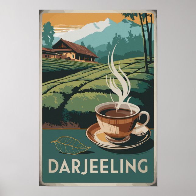 Affiche Darjeeling Inde Thé Voyage Art Vintage (Devant)