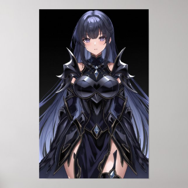Affiche Dark Anime Enchantress in Black Armor (Devant)