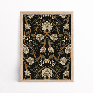 Affiche Dark Arts and Crafts Floral Chrysanthemum Art