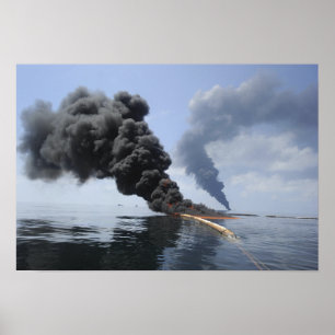 Affiche Dark clouds of smoke and fire emerge