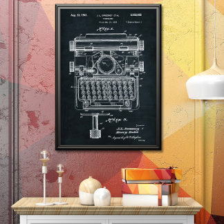 Affiche Dark Gray | Brevet de machine à écrire