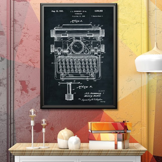 Affiche Dark Gray | Brevet de machine à écrire (Créateur téléchargé)