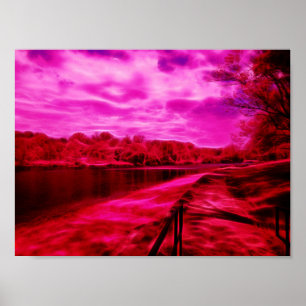 Affiche Dark Infrared Waterscape Painted Electric Lines