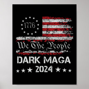 Affiche Dark Mega Trump 2024 Drapeau États-Unis Vintage Pr