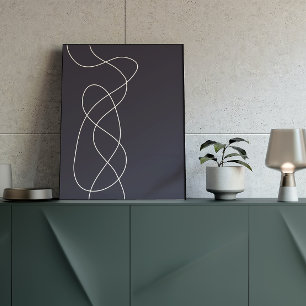 Affiche Dark Midnight Blue Minimalist Abstract Line Art