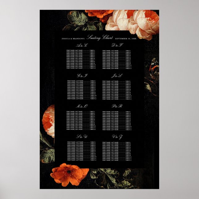 Affiche Dark Moody Romantic Floral Mariage néerlandais Siè (Devant)