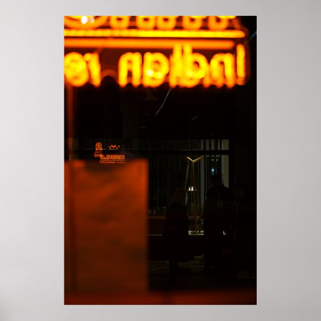 Affiche Dark Orange Neon - Prague Urban Night Photo (Devant)