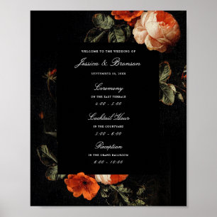 Affiche Dark Romantic Floral Masters Mariage Bienvenue