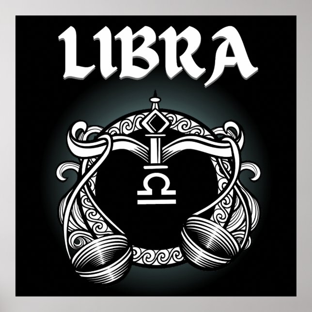 Affiche Dark Zodiac - Balance | Art de l'Astrologie Médiév (Devant)