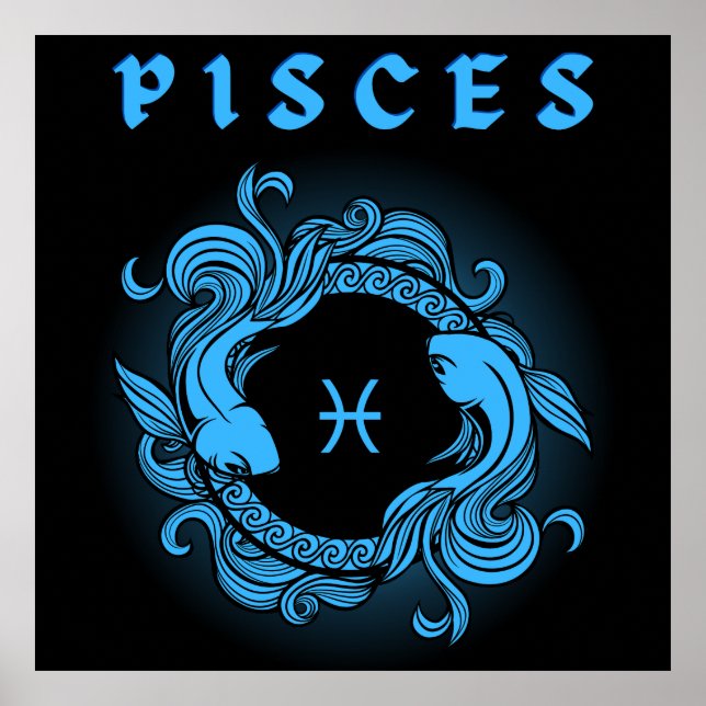 Affiche Dark Zodiac - Poissons | Art de l'Astrologie Médié (Devant)