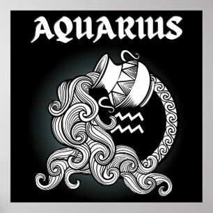 Affiche Dark Zodiac - Verseau   Art d'Astrologie Médiévale