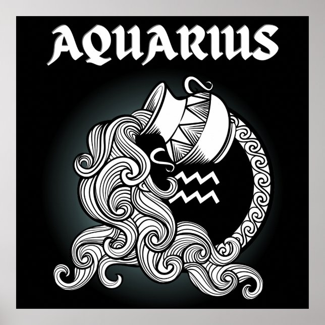Affiche Dark Zodiac - Verseau | Art d'Astrologie Médiévale (Devant)
