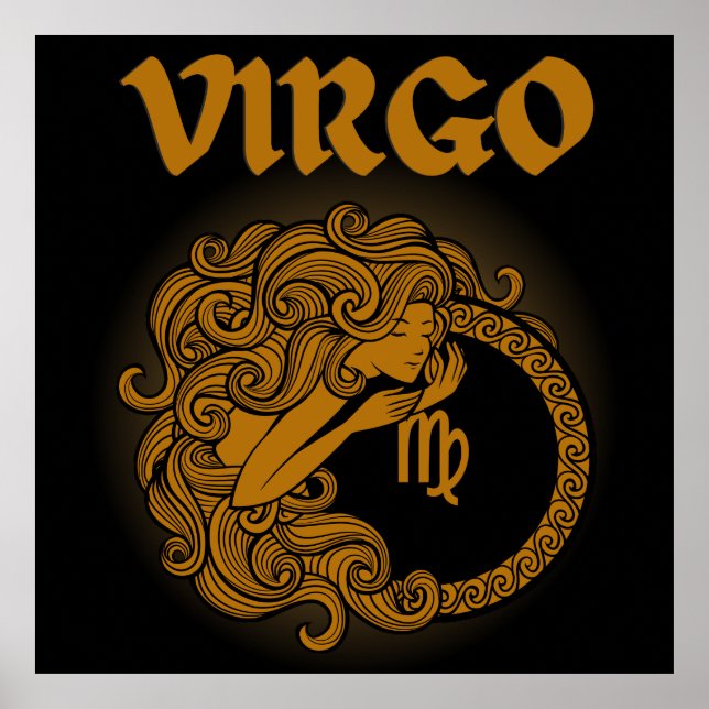 Affiche Dark Zodiac - Vierge | Art d'Astrologie Médiévale (Devant)