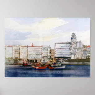 Affiche Dársena de A Coruña / Dock in A Coruña