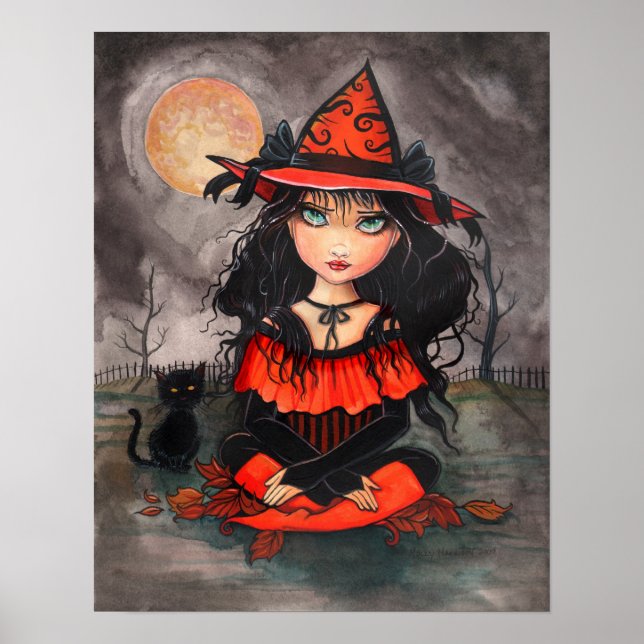 Affiche d'art à gros yeux gothiques Halloween (Devant)