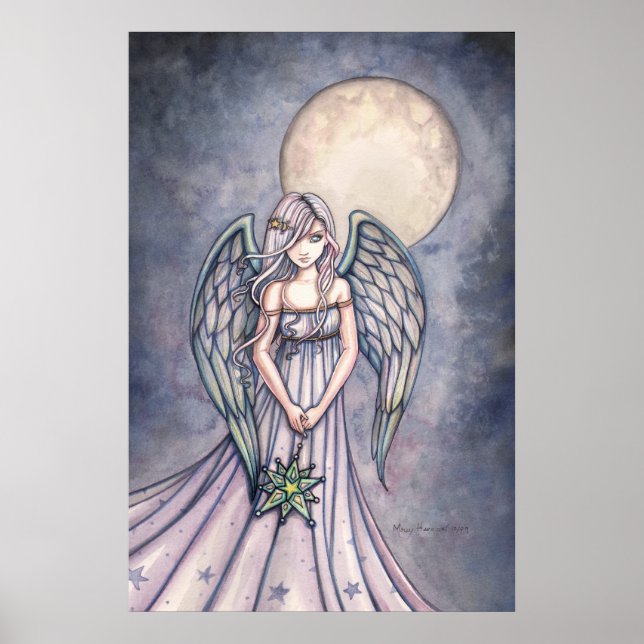 Affiche d'art à l'aquarelle d'ange par Molly Harri (Devant)