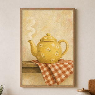 Affiche d'art à l'aquarelle de théière du matin Co