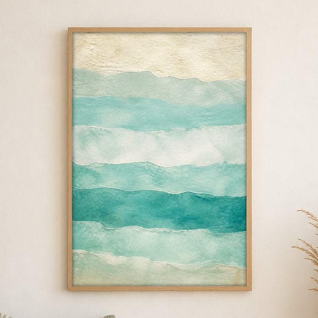 Affiche d'art à l'aquarelle dégradé de verre de me (Shown framed for scale. Poster ships unframed; frames are an optional add-on.)