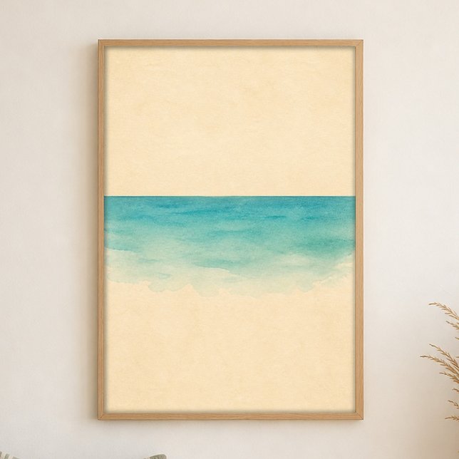 Affiche d'art à l'aquarelle sur la ligne de marée  (Shown framed for scale. Poster ships unframed; frames are an optional add-on.)