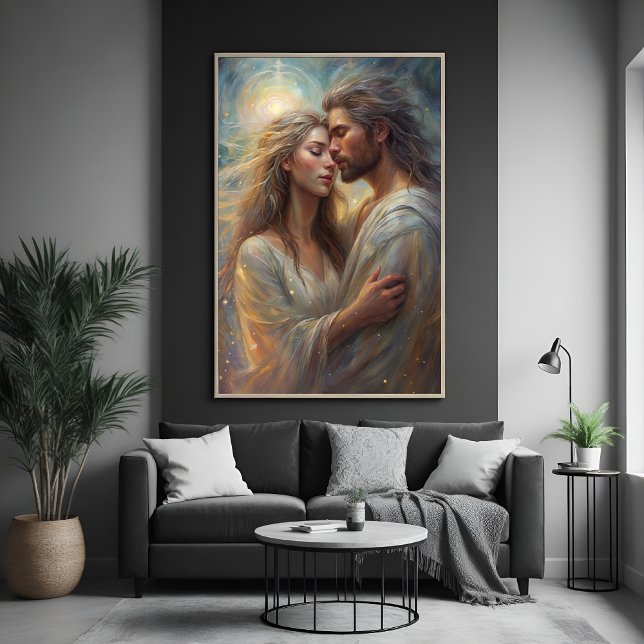 Affiche d'art à l'huile Rêveuse Romantique Amants  (Créateur téléchargé)