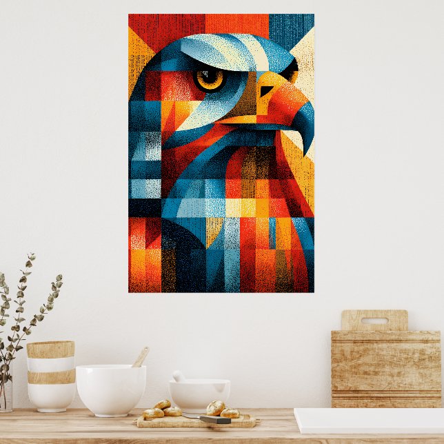 Affiche d'art abstrait Art Déco Eagle géométrique  (Cuisine)