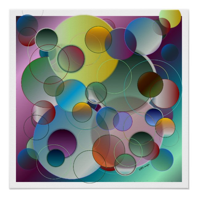 Affiche d'art abstrait de cercles dimensionnels (Devant)