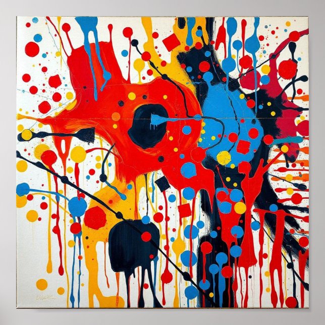 Affiche d'art abstrait de couleur eau d'esthétique (Devant)