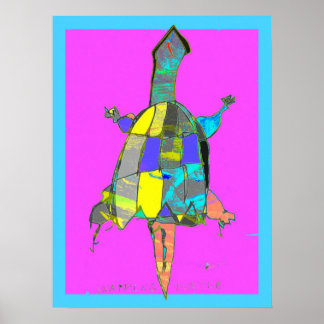 Affiche d'art abstrait de tortue à carapace