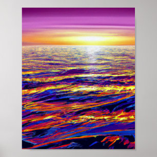 Affiche d'art abstrait de vagues océaniques au cou