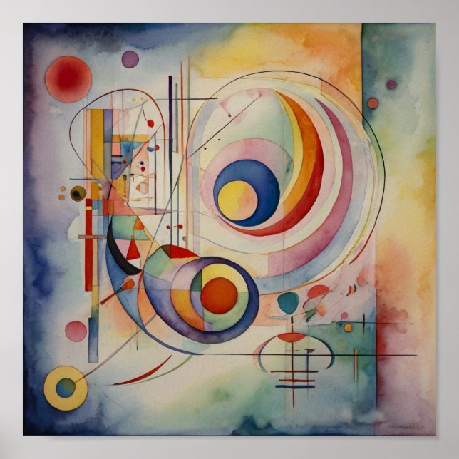 Affiche d'art abstrait élégant à l'aquarelle (Devant)