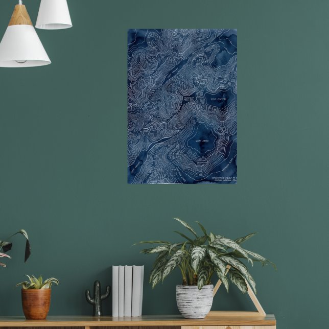 Affiche d'art abstrait en marbre bleu indigo foncé (Salon 1)