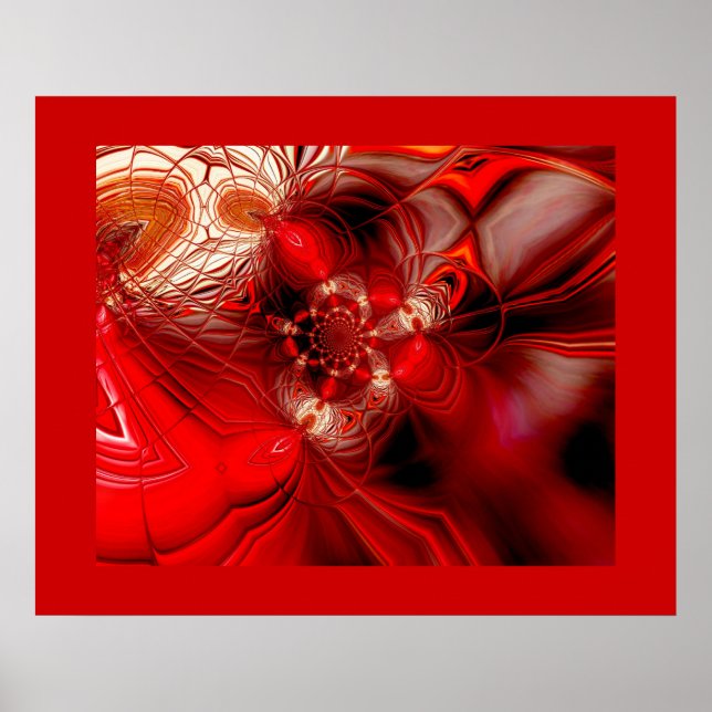 Affiche d'art abstrait enveloppée en rouge 2 (Devant)