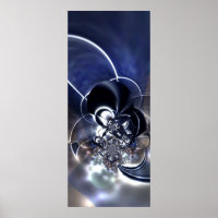 Affiche d'art abstrait Métal réfléchissant bleu