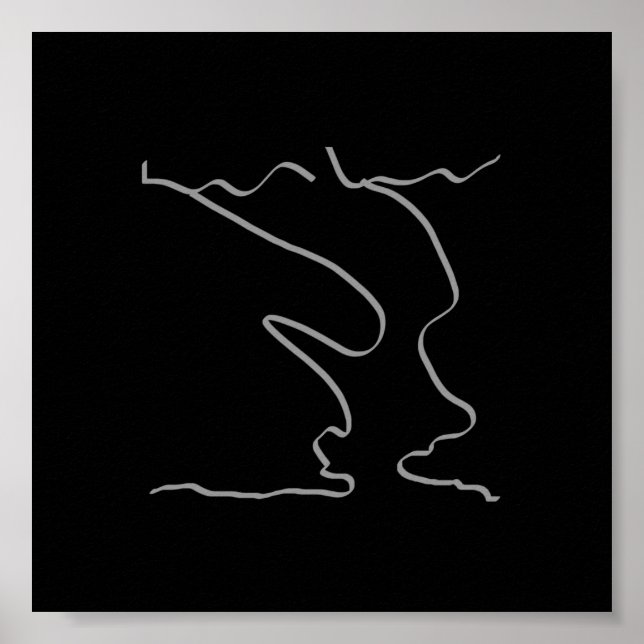 Affiche d'art abstrait minimaliste gris noir (Devant)