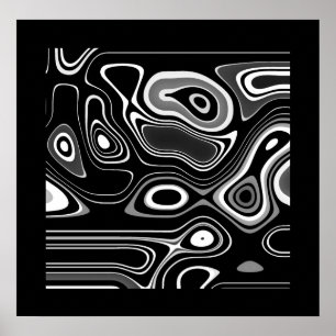 Affiche d'art abstrait ultra moderne noir blanc