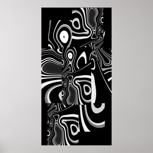 Affiche d'art abstrait ultra moderne noir blanc 2 (Devant)