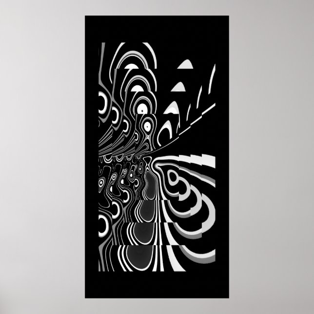 Affiche d'art abstrait ultra moderne noir blanc gr (Devant)