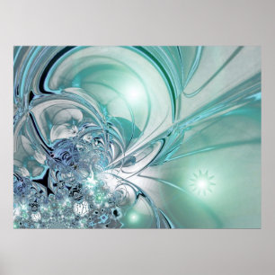 Affiche d'art abstrait verre bleu bicolore
