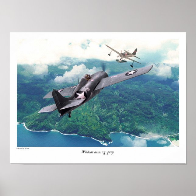 Affiche d'art aéronautique "Grumman F4F Wildcat" (Devant)