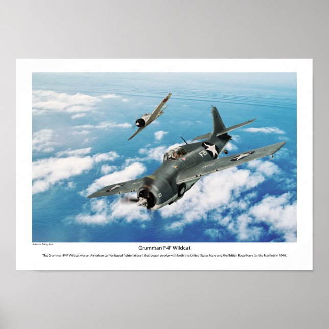 Affiche d'art aéronautique "Grumman F4F Wildcat" (Devant)