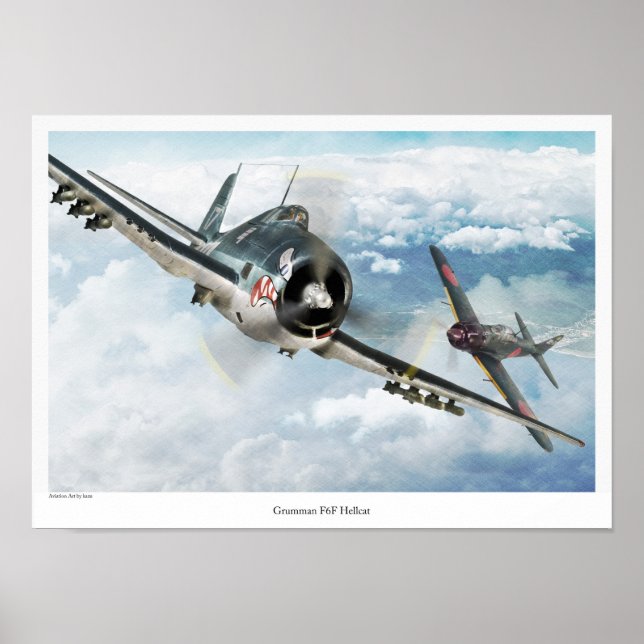 Affiche d'art aéronautique "Grumman F6F Hellcat" (Devant)